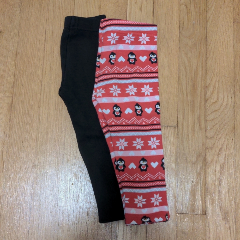 Bundle pair of fleece lined toddler leggings
